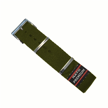 Køb 510663-02-20, Nato Premium rem i grøn føres i 20-22mm, her 20 mm hos Urogsmykker.dk